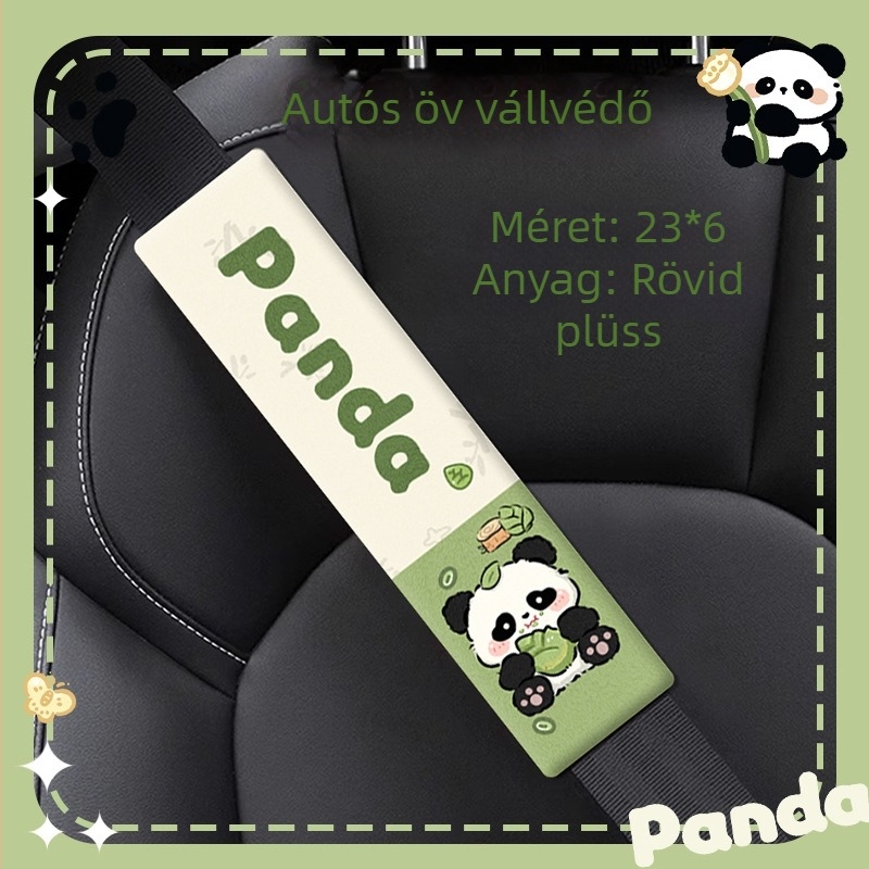 Karikatúra panda autóöv vállpárna, rövid plüss, csúszásmentes, univerzális minden évszakhoz