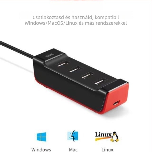 SHU850 USB 3.0 hub, 1–4 porttal, külső tápegységgel, kábelhossz 0,25 m/1 m/1,5 m