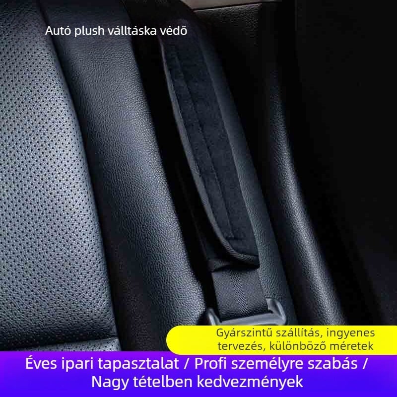 Autóplüss vállvédő, övfogó tartozék, textile anyagból, logóval testreszabható