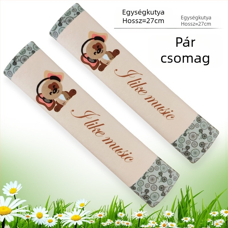 Autó biztonsági öv vállvédő, karikatúra dizájnnal, poliészter, 0,2 kg, nyomtatott logó