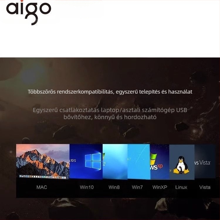 Aigo USB 3.0 4-portos hub H01-3.0, 200M átviteli sebesség, kábelhossz 0.25–1.5 m
