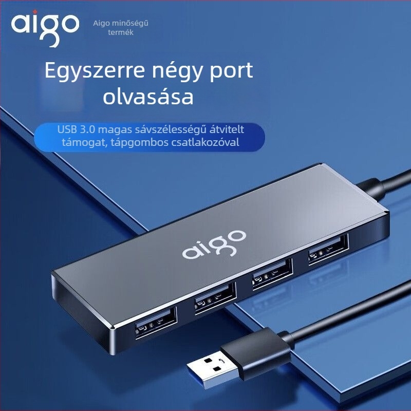 Aigo USB 3.0 4-portos hub H01-3.0, 200M átviteli sebesség, kábelhossz 0.25–1.5 m