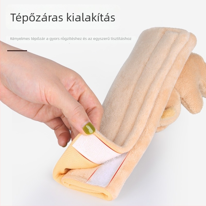 Biztonsági öv vállpárna aranyos rajzfilmszereplő párral gyerekeknek, autó kiegészítő hosszabbító csatlakozóval
