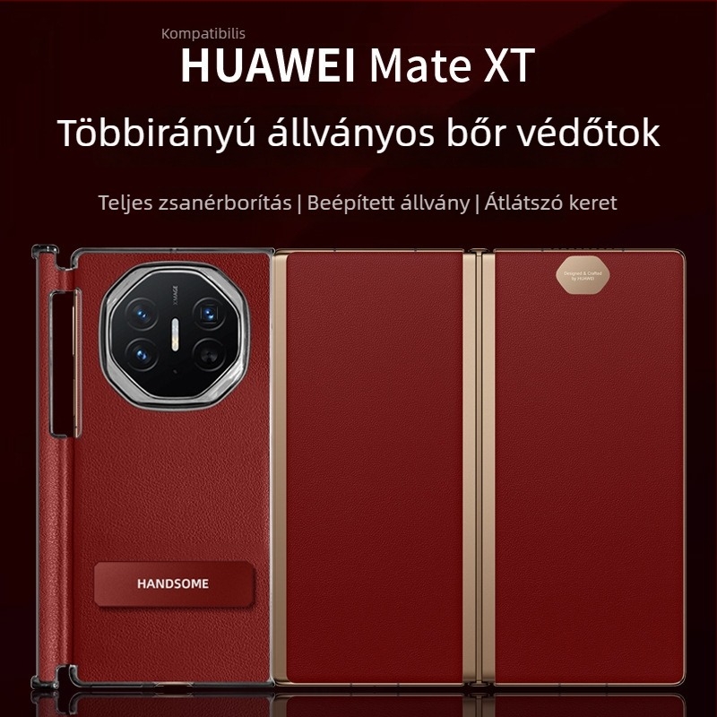Huawei Mate X/XTS védőtok zsanárral és beépített állvánnyal, háromrészes összecsukható