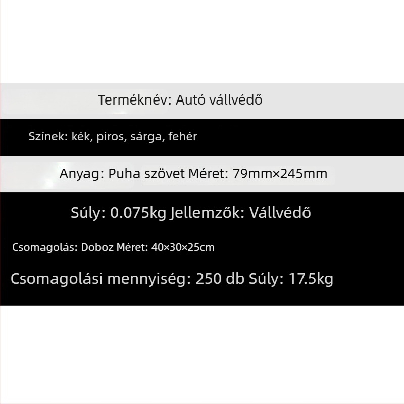 Hosszított autóöv vállpárna - puha plüss védőburkolat