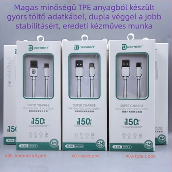 LUOMINRO 3-in-1 Gyors töltő USB-kábel (Lightning, Micro USB, Type-C) – 150W maximális teljesítmény, QC-kompatibilis, 3C tanúsítvány