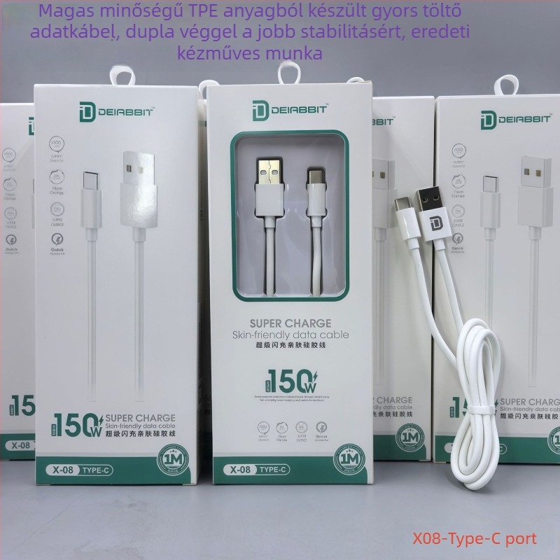 LUOMINRO 3-in-1 Gyors töltő USB-kábel (Lightning, Micro USB, Type-C) – 150W maximális teljesítmény, QC-kompatibilis, 3C tanúsítvány