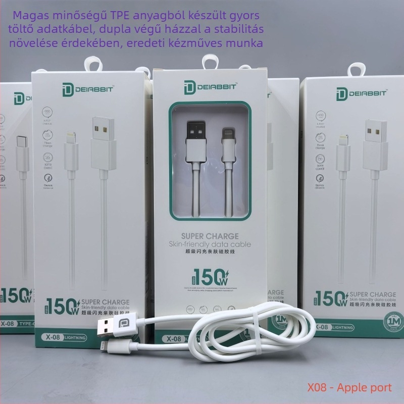 LUOMINRO 3-in-1 Gyors töltő USB-kábel (Lightning, Micro USB, Type-C) – 150W maximális teljesítmény, QC-kompatibilis, 3C tanúsítvány