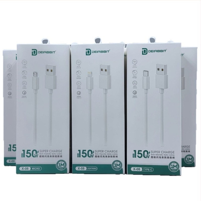 LUOMINRO 3-in-1 Gyors töltő USB-kábel (Lightning, Micro USB, Type-C) – 150W maximális teljesítmény, QC-kompatibilis, 3C tanúsítvány