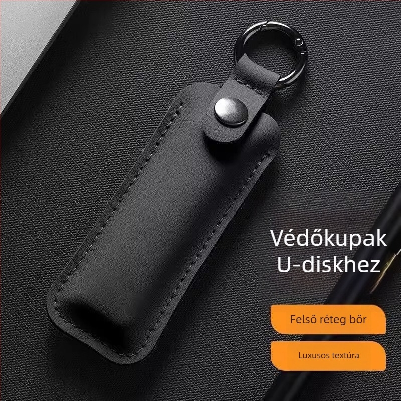 Bőr USB-meghajtó védőtok, anti-lost és anti-scratch védelemmel, autóban használható