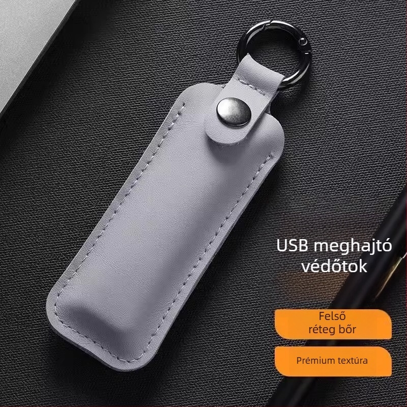 Bőr USB-meghajtó védőtok, anti-lost és anti-scratch védelemmel, autóban használható