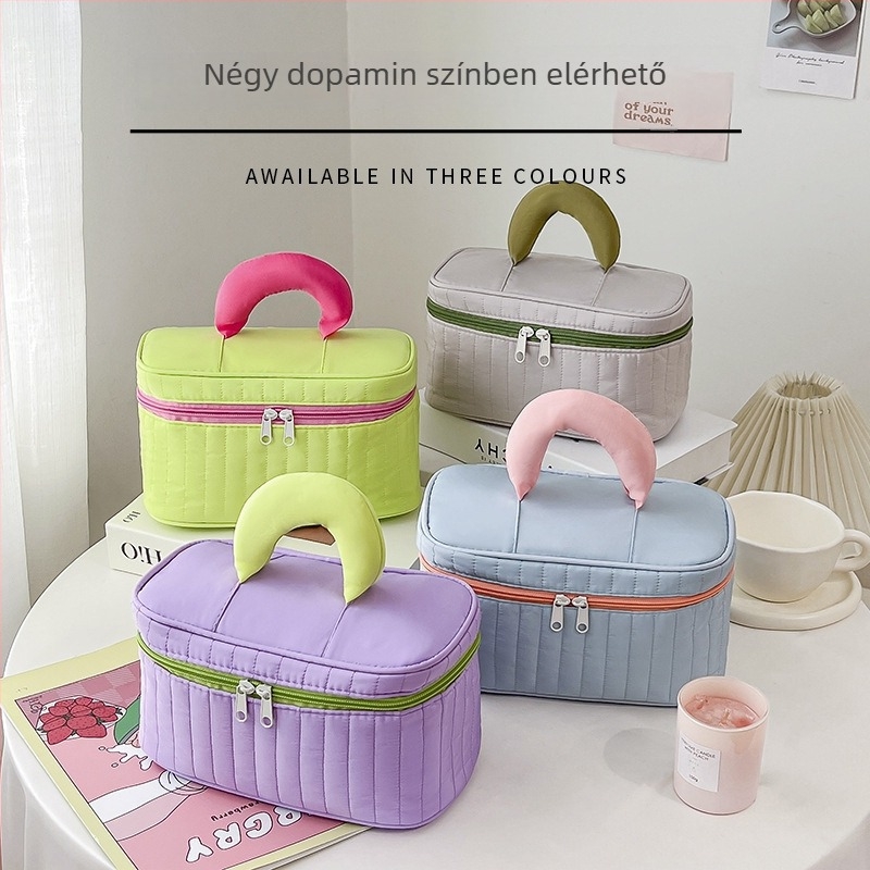 Hordozható tároló/kozmetikai táska — minimalistán luxus stílus, poliészter, cipzár, multifunkcionális, otthoni használathoz
