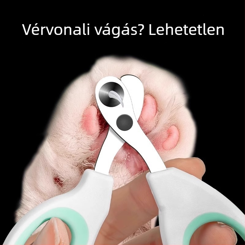 Macska körömvágó olló kör alakú lyukú kialakítással, kezdőknek, biztonságos kiscicáknak