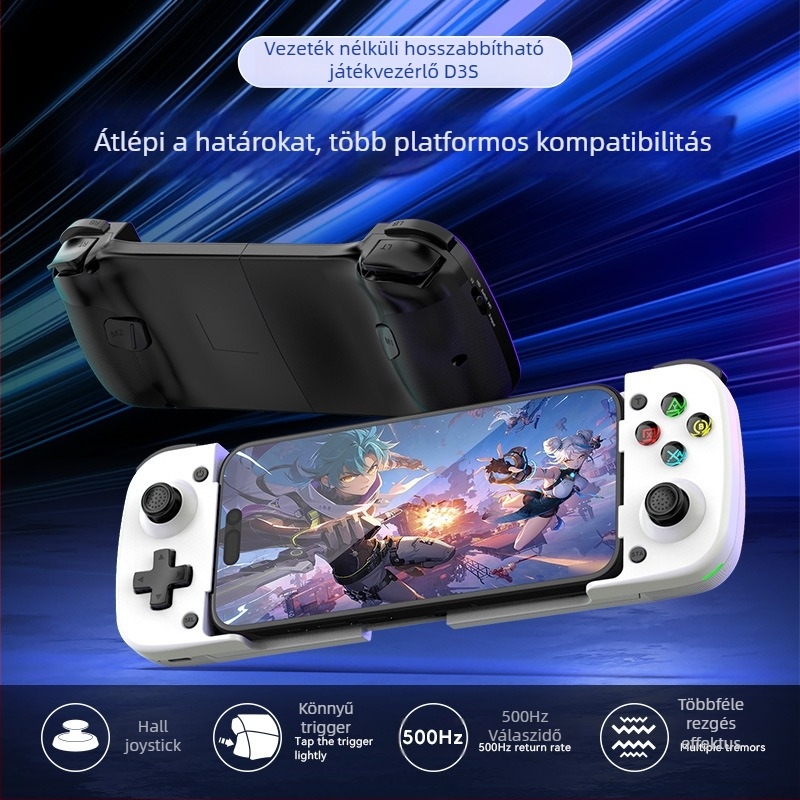 Bluetooth játékkontroller USB-C-vel, rezgés, mód-gyorsító gomb, kompatibilis Switch/PC/Android/iOS