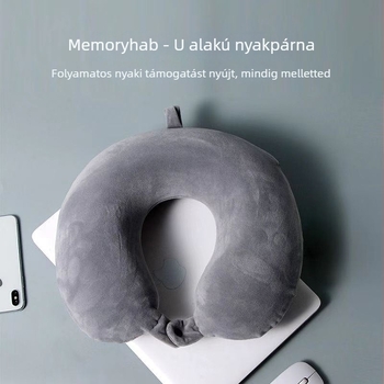 U-alakú nyakpárna memóriahab töltettel, Crystal Velvet anyag, japán stílus, univerzális illeszkedés