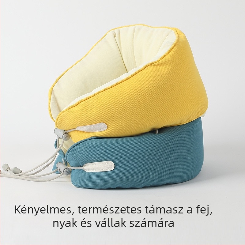 U-alakú nyakpárna habrészecskés töltettel, poliészter-pamut anyag, modern minimalist stílus