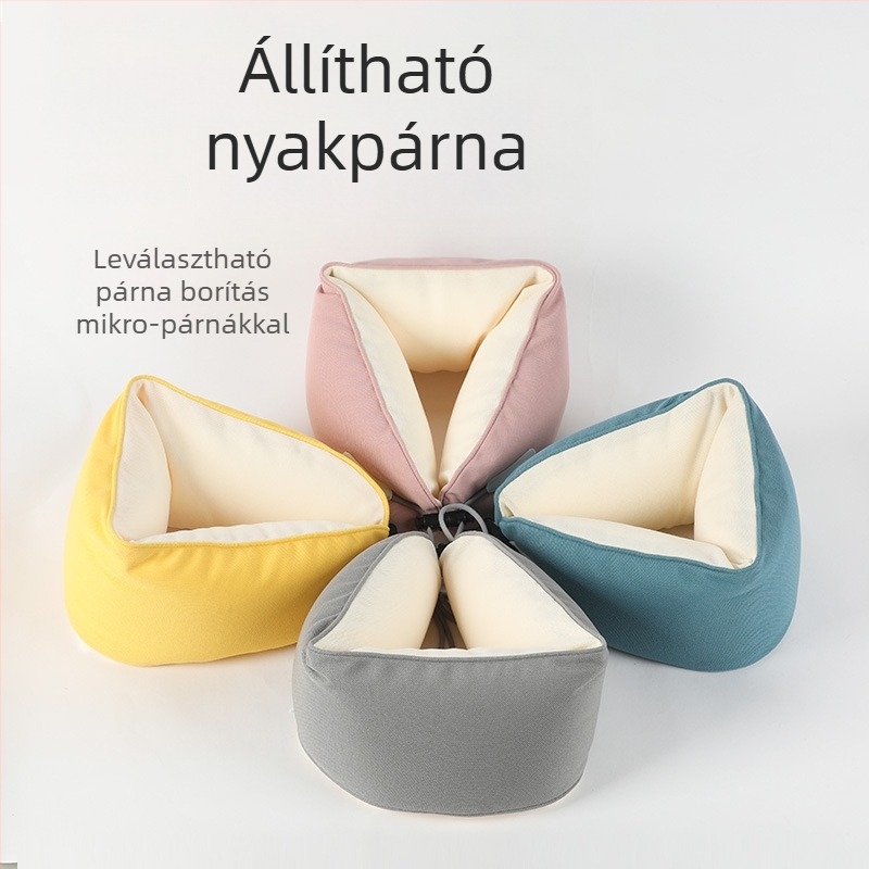 U-alakú nyakpárna habrészecskés töltettel, poliészter-pamut anyag, modern minimalist stílus