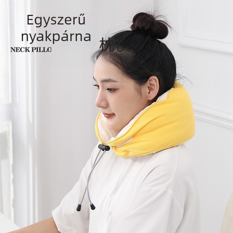 U-alakú nyakpárna habrészecskés töltettel, poliészter-pamut anyag, modern minimalist stílus