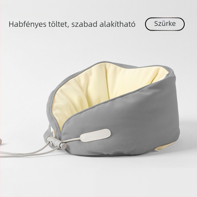 U-alakú nyakpárna habrészecskés töltettel, poliészter-pamut anyag, modern minimalist stílus