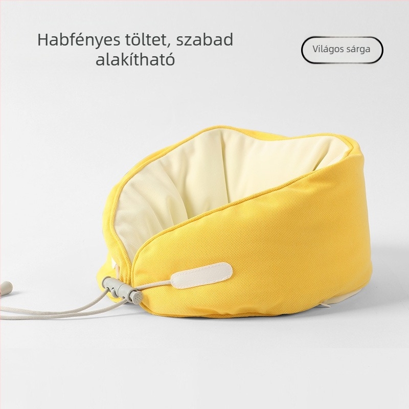 U-alakú nyakpárna habrészecskés töltettel, poliészter-pamut anyag, modern minimalist stílus