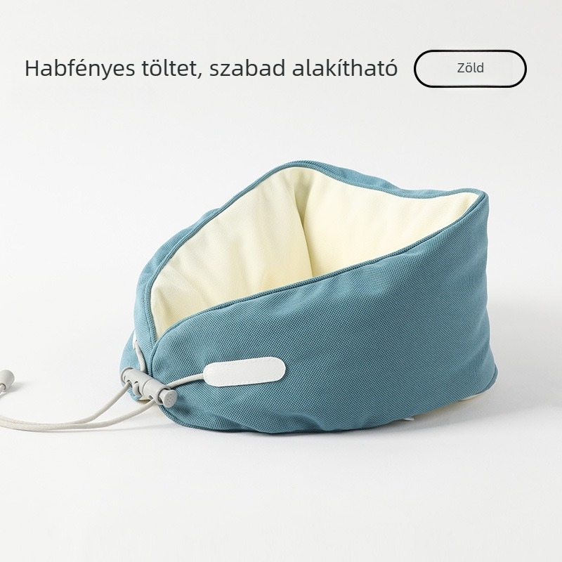 U-alakú nyakpárna habrészecskés töltettel, poliészter-pamut anyag, modern minimalist stílus