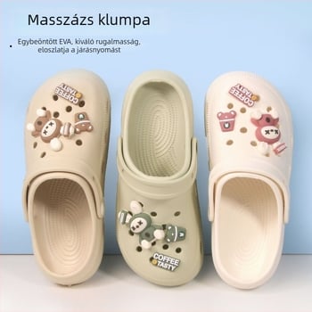 Női Crocs-stílusú EVA papucs nyárra: könnyűek, gyorsan száradnak, lélegzők, vízállóak, csúszásmentesek, 2–3 cm vastag EVA talppal, két hordozási mód, zárt orr, kertbe és strandra, Cartoon mintával