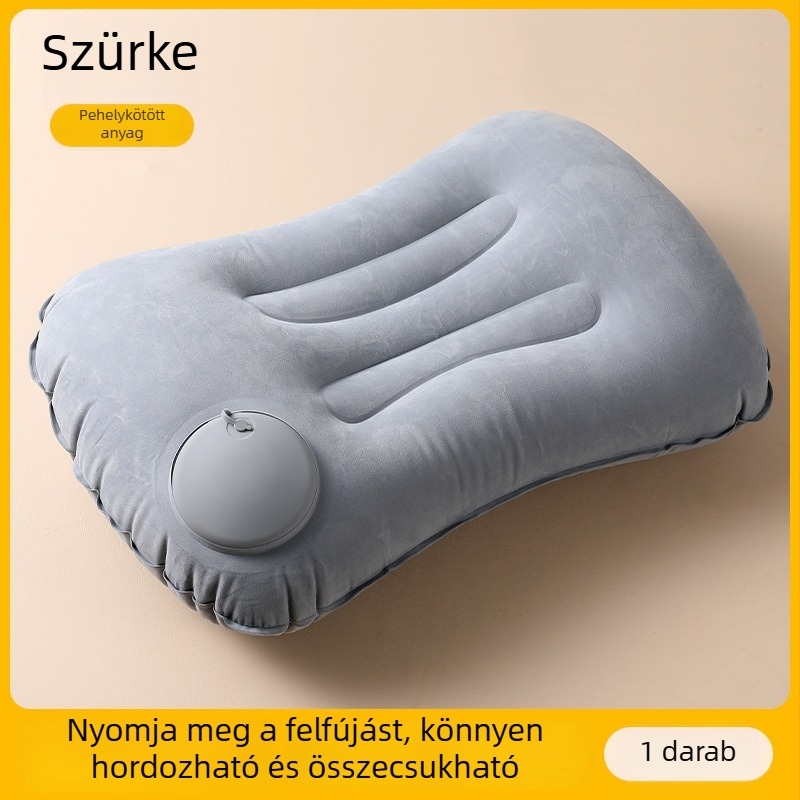 Felfújható U-formájú nyakpárna utazáshoz, hordozható, nyomógombos szeleppel, könnyű 0,5 kg alatt, flocked anyag