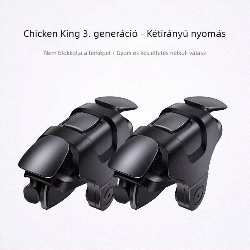 Chicken King II vezeték nélküli fém játékjoystick iOS és Android okostelefonokra lövés funkcióval (Modell: Chicken King II; Kapcsolat: vezeték nélküli; Anyag: fém + PC; Kompatibilis: iOS/Android; Funkció: lövés)