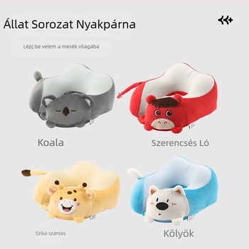 Memóriahabos U-alakú nyakpárna, hordozható utazási és irodai használatra, rajzfilmszerű stílus, logónyomás lehetőség