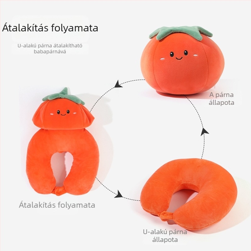 U‑alakú nyakpárna habrészecskés töltettel, gyümölcsös rajz stílusú dizájn, kétfunkciós deformáció, puha spandex huzat
