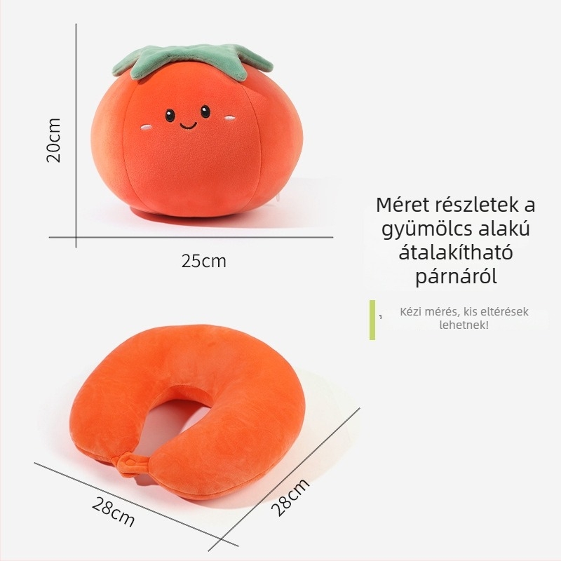 U‑alakú nyakpárna habrészecskés töltettel, gyümölcsös rajz stílusú dizájn, kétfunkciós deformáció, puha spandex huzat