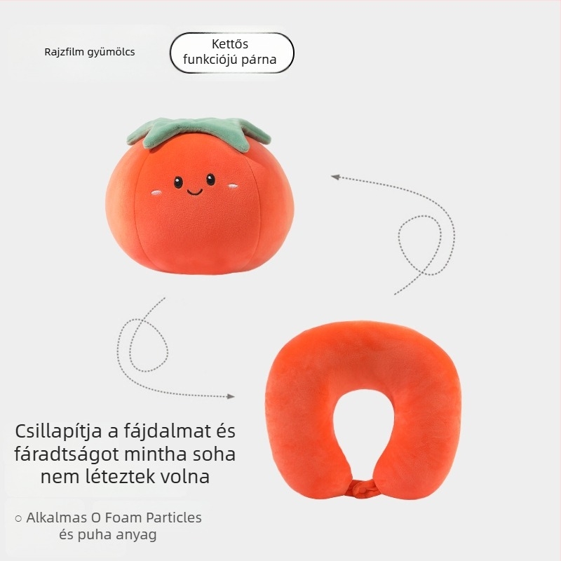 U‑alakú nyakpárna habrészecskés töltettel, gyümölcsös rajz stílusú dizájn, kétfunkciós deformáció, puha spandex huzat