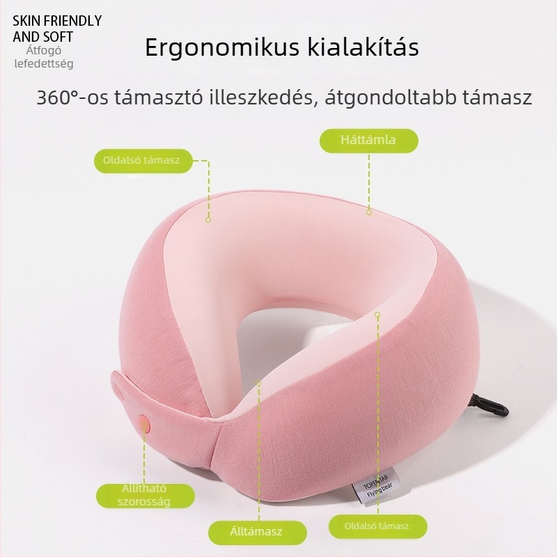 Memóriahabos U-alakú nyakpárna irodai pihenéshez és utazáshoz – hordozható, összecsukható, hűsítő
