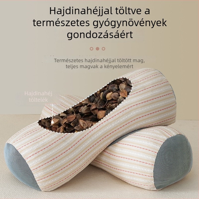 100% pamut hajdinás párna a nyaki gerinc támogatására, visszafordított ívű tartás, hengeres húzás és nyújtás, kemény mag otthoni használatra