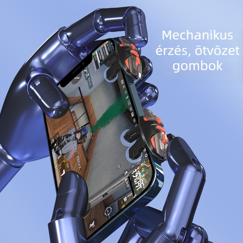 Okostelefonhoz tervezett vezeték nélküli gamepad; kompatibil iOS és Android; ötvözet és műanyag felépítés; rezgésmentes; súly körülbelül 56–61 g