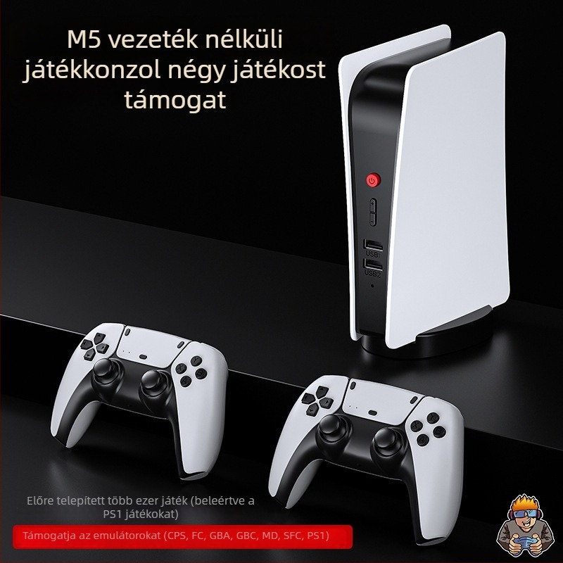 M5 retro videojáték-konzol 64GB memóriával, eredeti játék szoftverrel, HDMI-kimenet, USB-interfész, két játékos támogatás