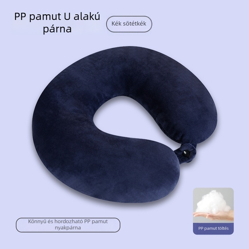 U alakú nyakpárna PP pamut töltettel, kristály velúr bevonattal, modern minimalista kialakítás, irodára és utazásra alkalmas