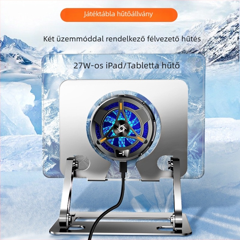 Tablethez készült kettős sebességű félvezető hűtő radiátor integrált tartóval (Model SL06, USB interfész, ABS+fém)