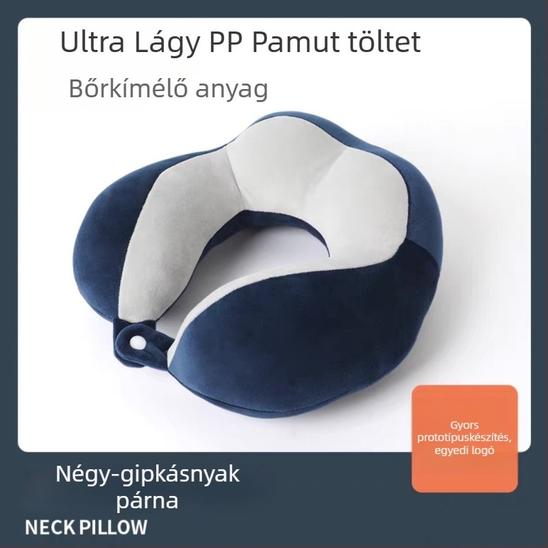 U-alakú nyakpárna PP pamut töltettel, puha spandex anyag, modern minimalista design, otthonra, irodába és utazáshoz, logó nyomás lehetősége