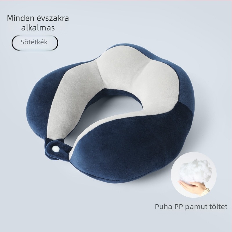 U-alakú nyakpárna PP pamut töltettel, puha spandex anyag, modern minimalista design, otthonra, irodába és utazáshoz, logó nyomás lehetősége