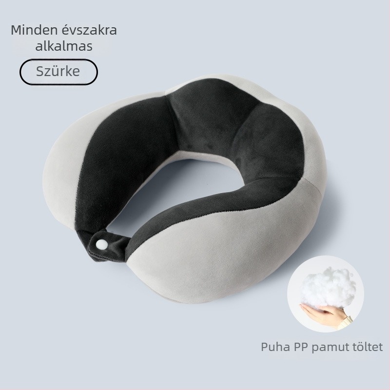 U-alakú nyakpárna PP pamut töltettel, puha spandex anyag, modern minimalista design, otthonra, irodába és utazáshoz, logó nyomás lehetősége