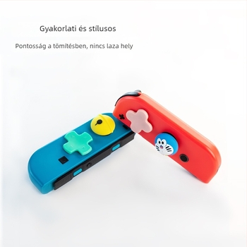 Nintendo Switch joystick sapka, szilikon, csúszásmentes, Doraemon harang motívum, testre szabható képekkel, méretek 2x2x0.5 cm