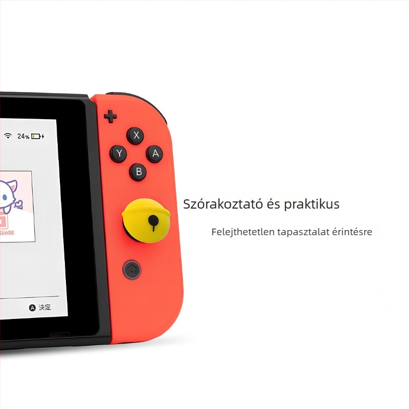 Nintendo Switch joystick sapka, szilikon, csúszásmentes, Doraemon harang motívum, testre szabható képekkel, méretek 2x2x0.5 cm