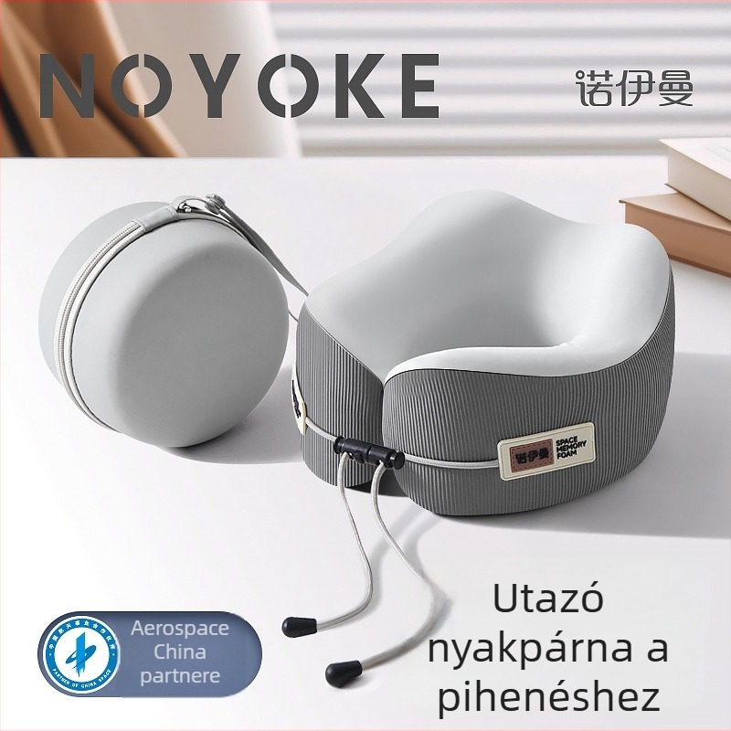 Utazó U-alakú nyakpárna memóriahab töltettel, hordozható, felnőtteknek