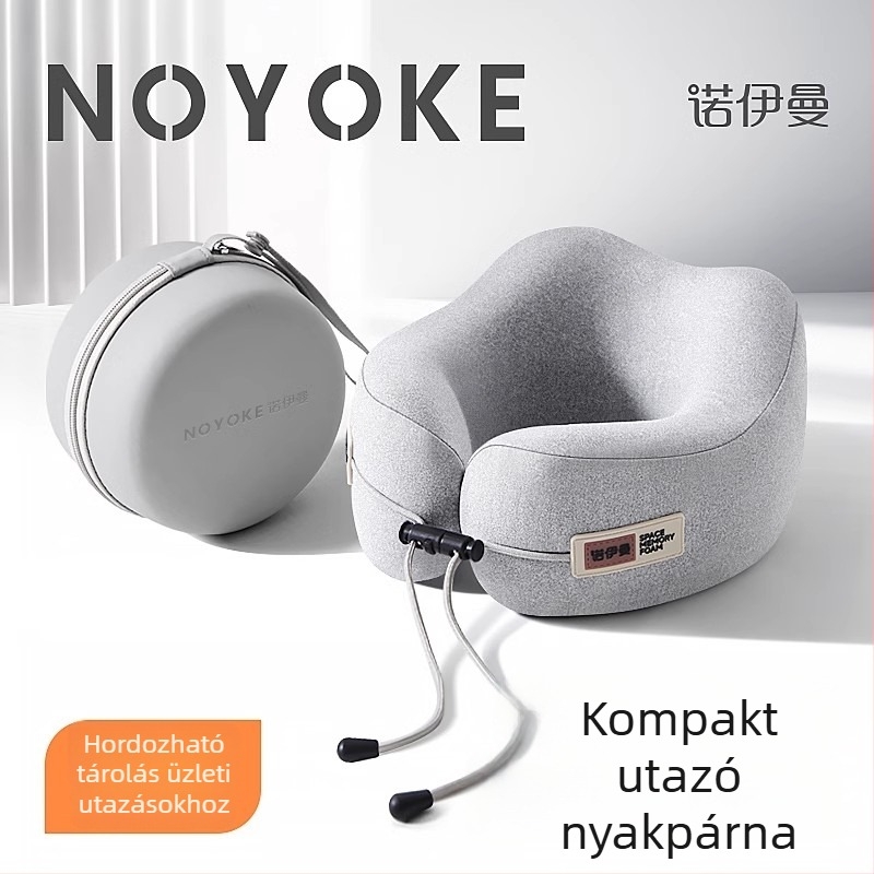 Utazó U-alakú nyakpárna memóriahab töltettel, hordozható, felnőtteknek