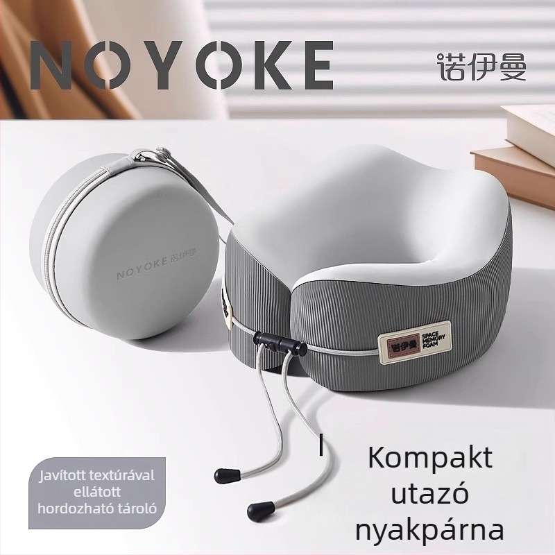 Utazó U-alakú nyakpárna memóriahab töltettel, hordozható, felnőtteknek