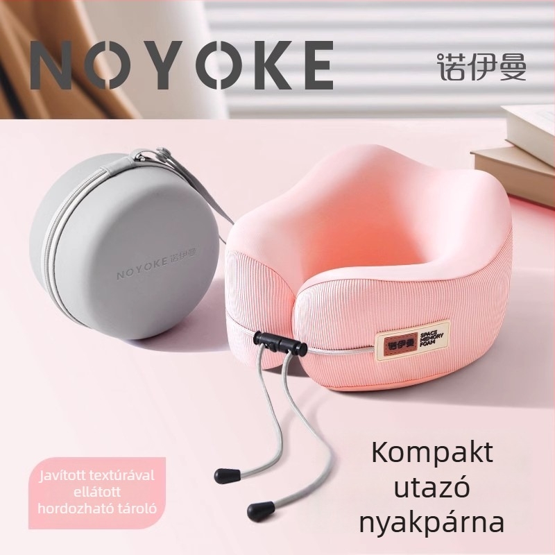 Utazó U-alakú nyakpárna memóriahab töltettel, hordozható, felnőtteknek