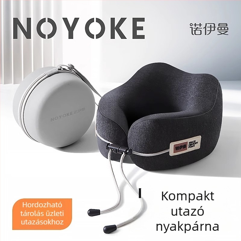 Utazó U-alakú nyakpárna memóriahab töltettel, hordozható, felnőtteknek