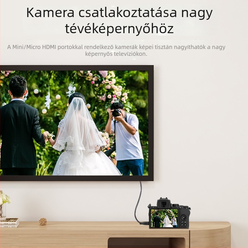 4K HDMI kábel DSLR-hez és okostelefonhoz – élő videóközvetítés, 1,5 m, HDMI 2.0 adatkábel