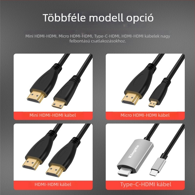 4K HDMI kábel DSLR-hez és okostelefonhoz – élő videóközvetítés, 1,5 m, HDMI 2.0 adatkábel